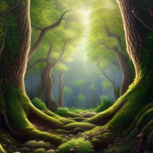 Marble Oak Forest in Watercolour Style