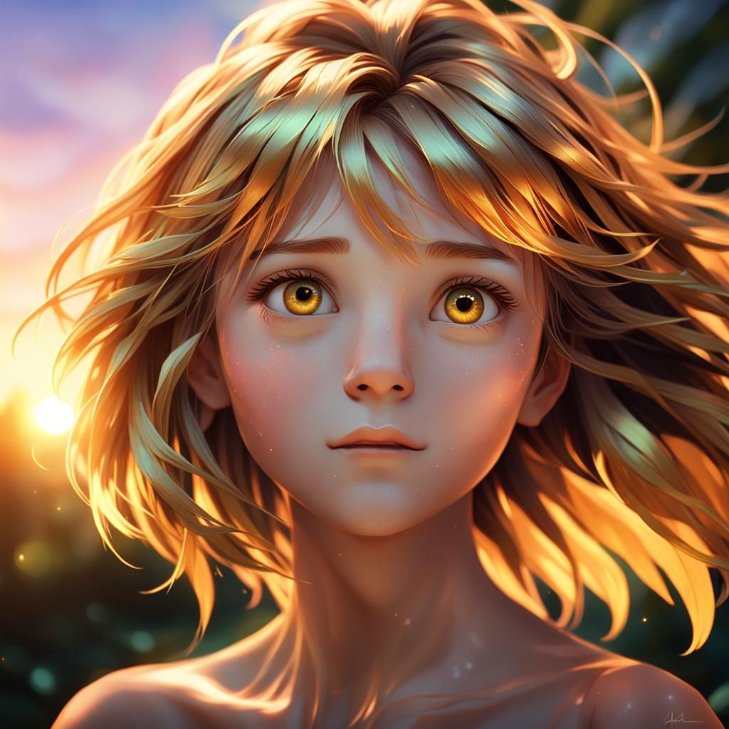 Serene Woman Portrait in Anime-Inspired 3D Art