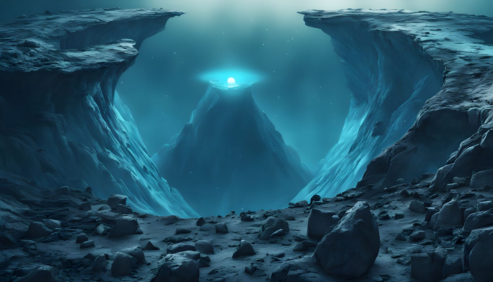 Alien Volcano Rim in Vibrant Oil Painting Style