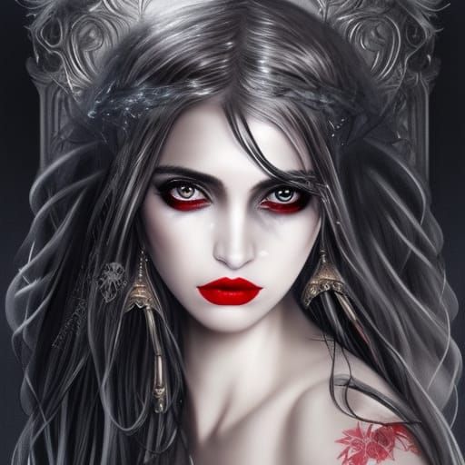 Gothic Snow Witch Portrait in Detailed Fantasy Art