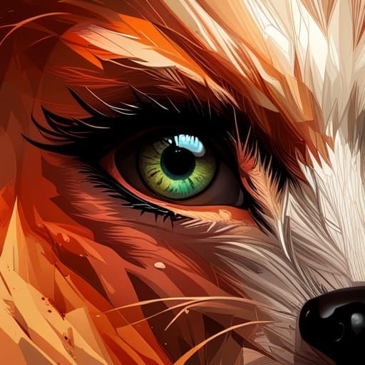 Hyperrealistic Dog Eye Close-up in Oil Gouache Style