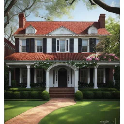 Colonial Brick House with Elegant Symmetry