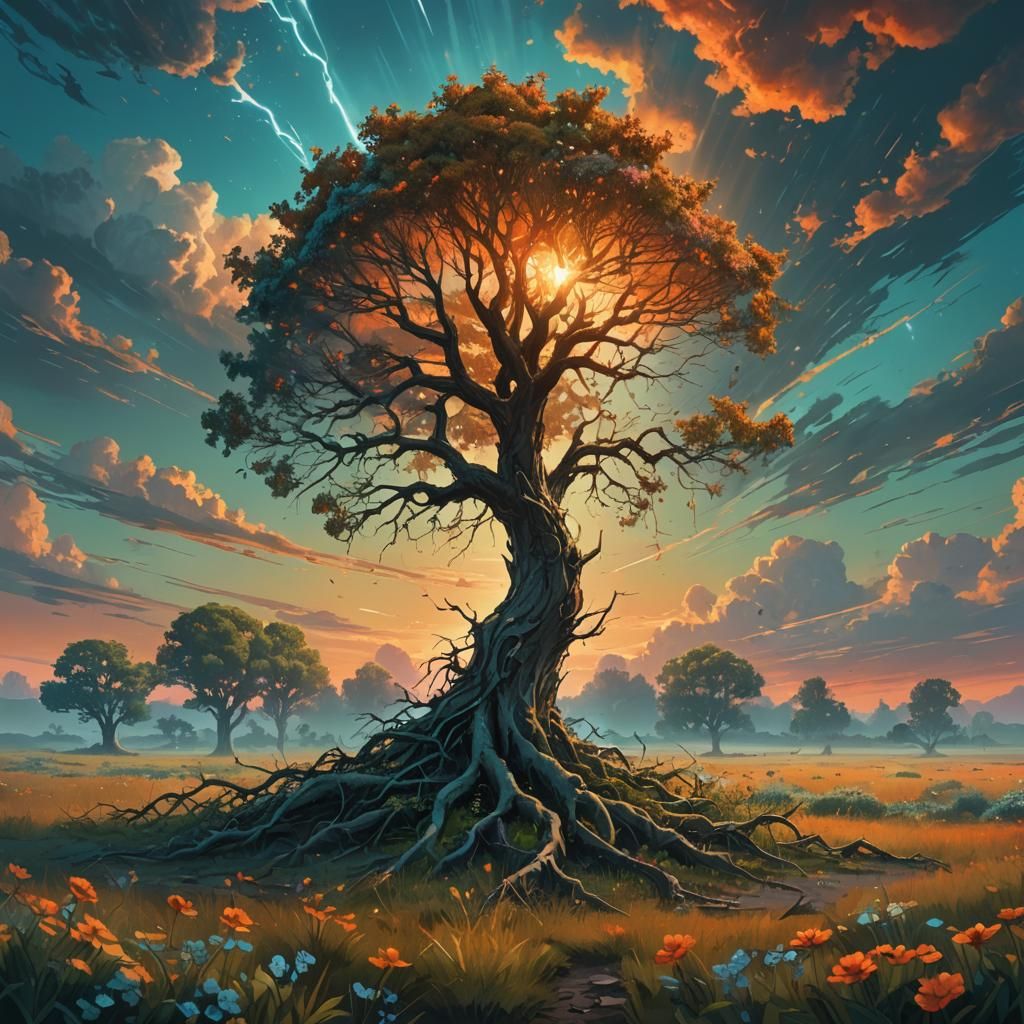 Protected Meadow on Destroyed Planet, Hyperdetailed Digital ...