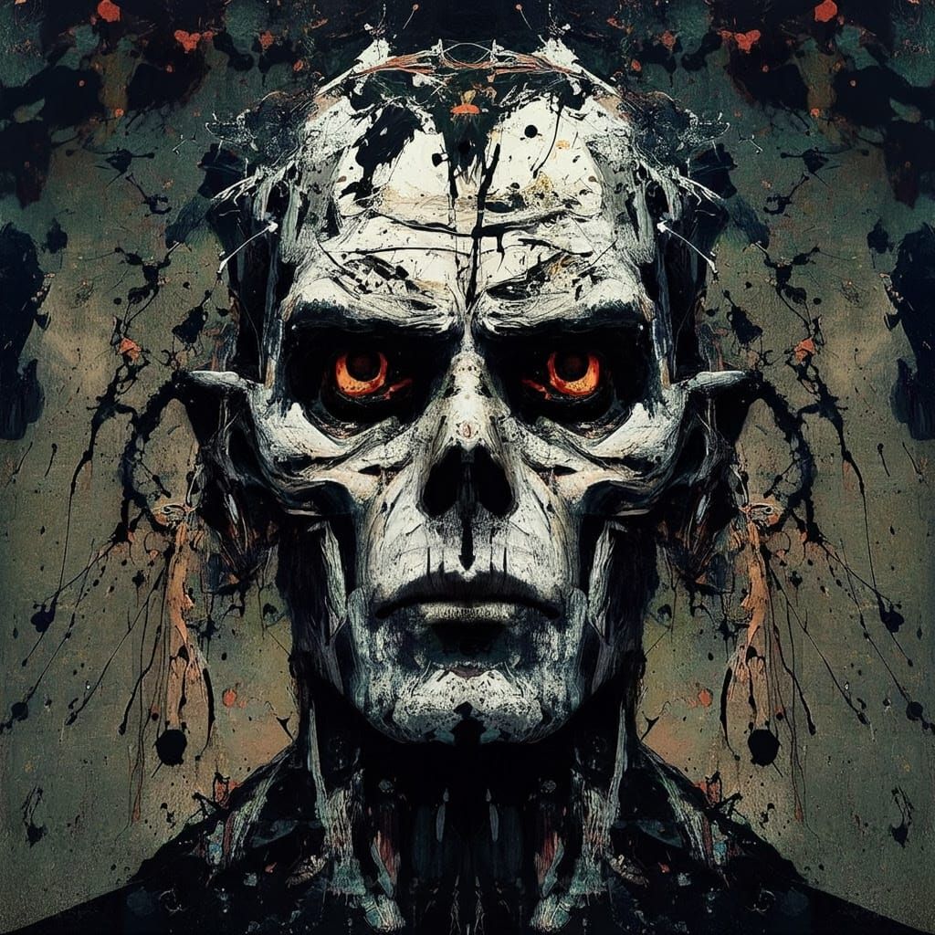 Dark, Moody Artwork in a Splattered, Abstract Style