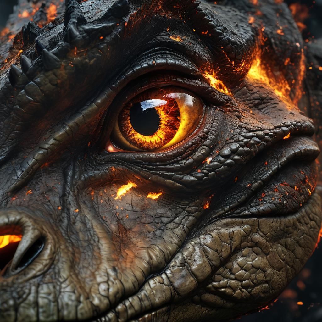 T-Rex Eye Reflects Fiery Meteorites