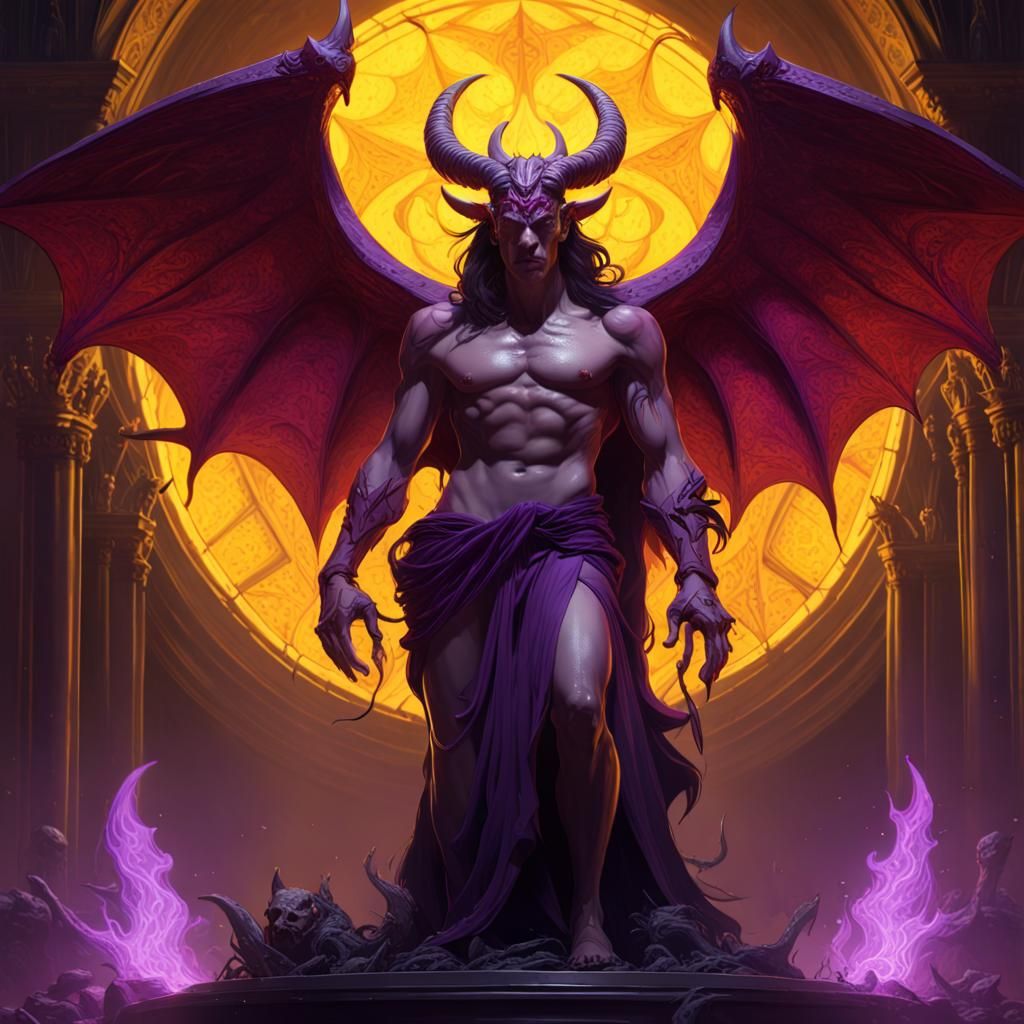 Detailed Dark Fantasy Art of Satan in 8K