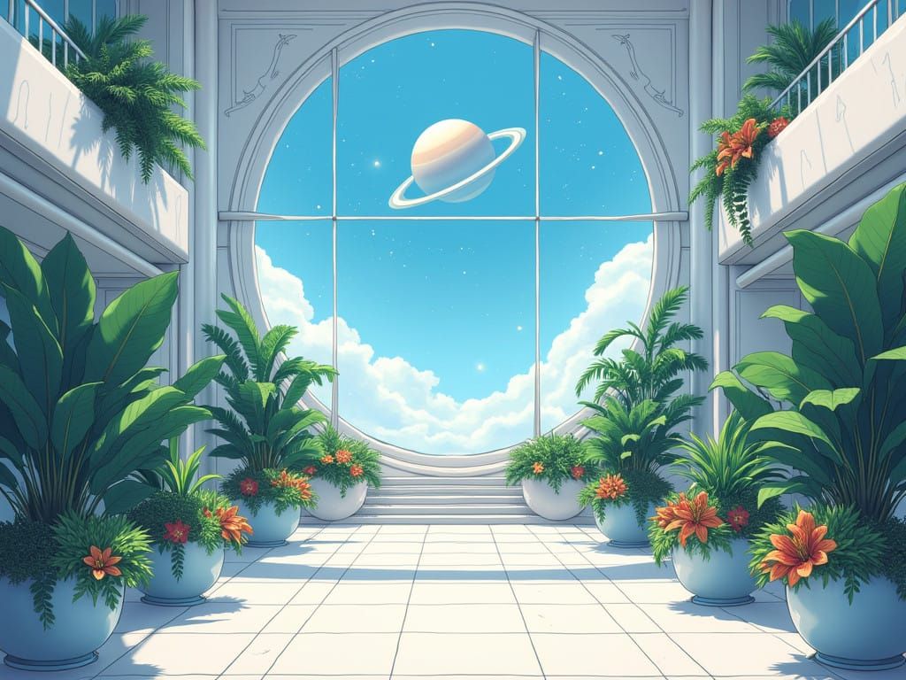 Surreal Futuristic Garden Blooms in Vibrant Whispers of Cosm...