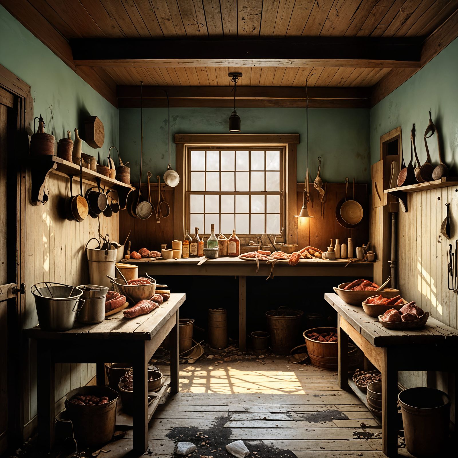 A Dingy Smokehouse Interior in Oklahoma, 1906