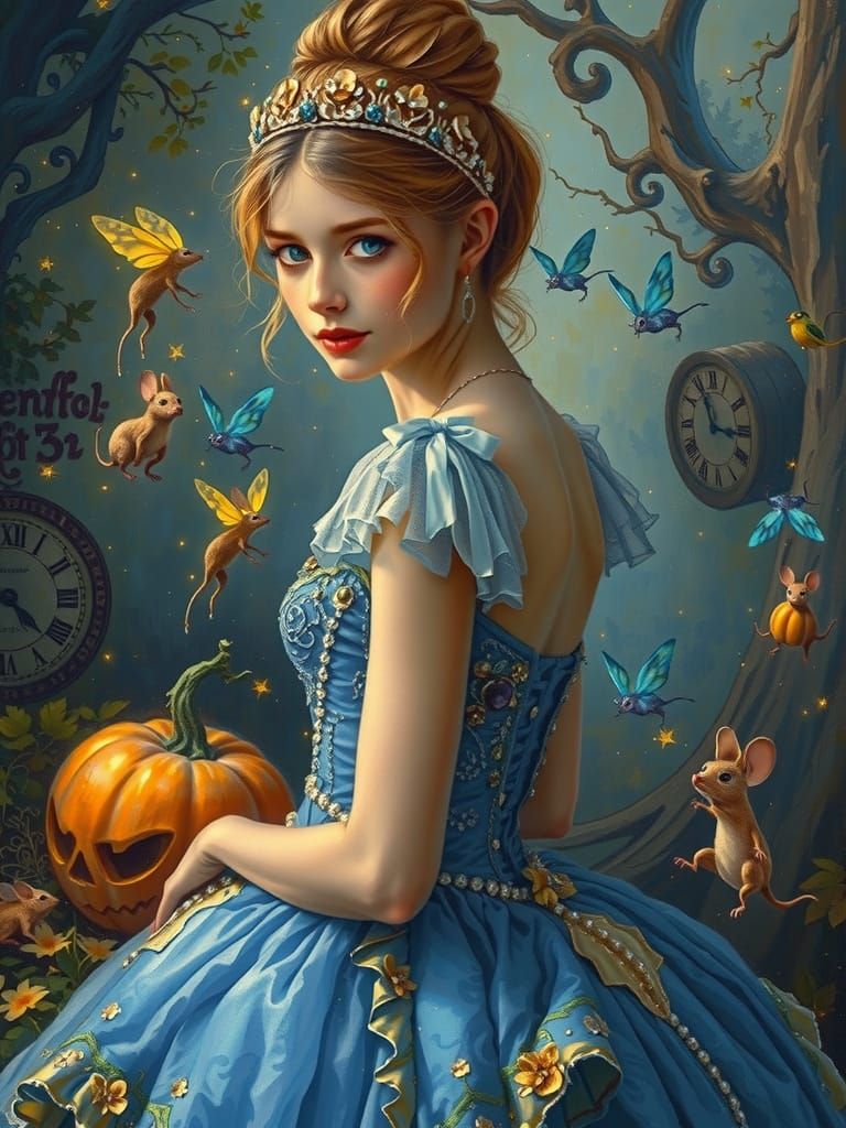 Enchanting Cinderella Portrait in Hyperrealistic Gothic Styl...