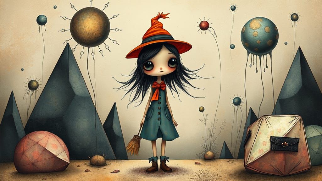 Whimsical Wanderer in a Dreamlike Geometric Realm