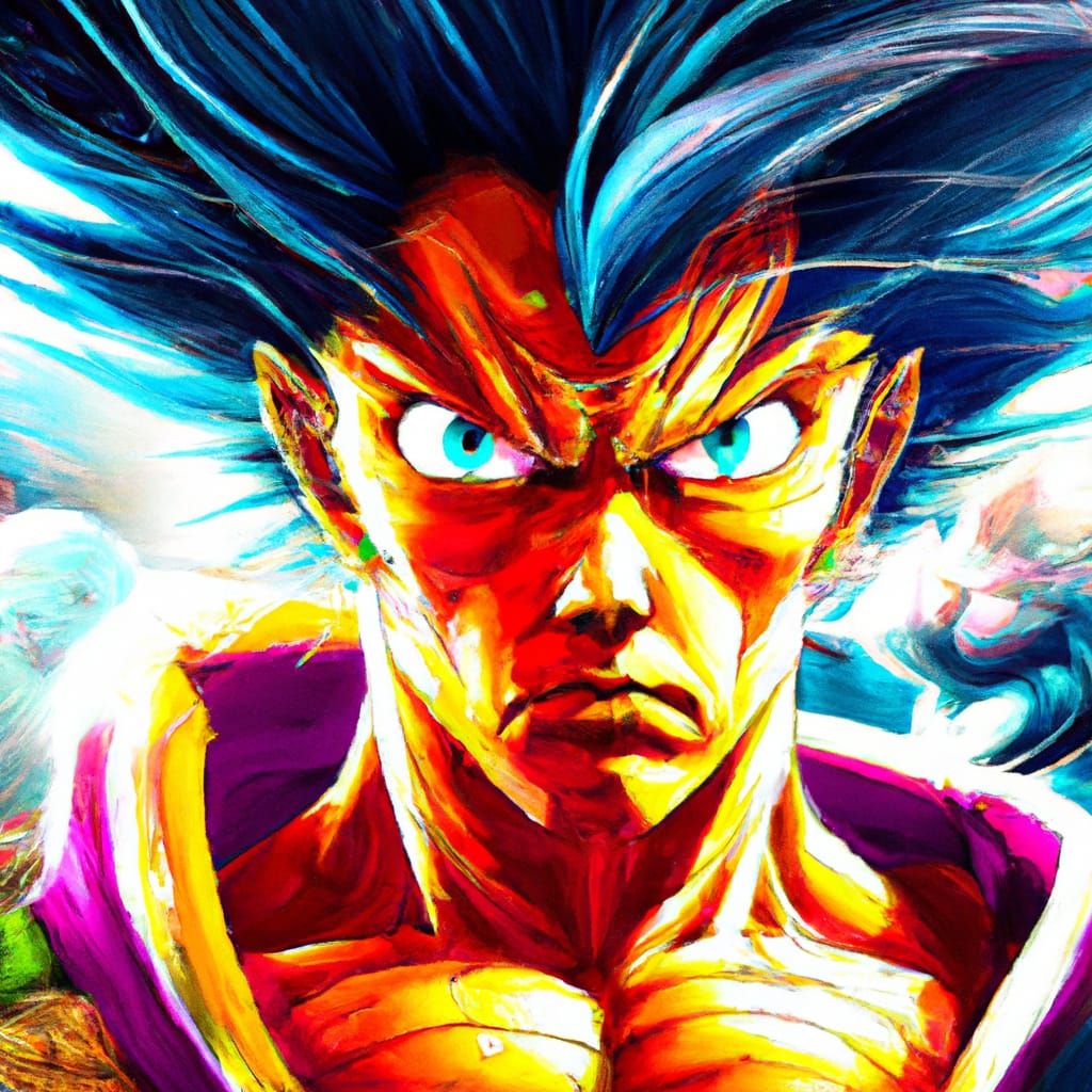 Psychedelic Goku Portrait in Hyperdetailed Concept Art