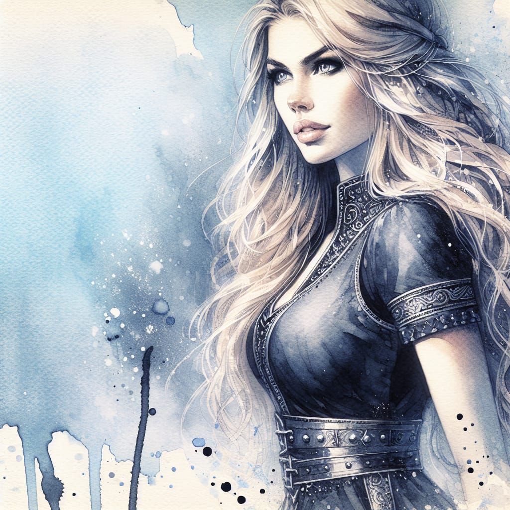 Norse Goddess in Ethereal Blue Haze