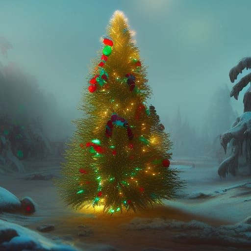 Rainbow Beaded Christmas Tree Art