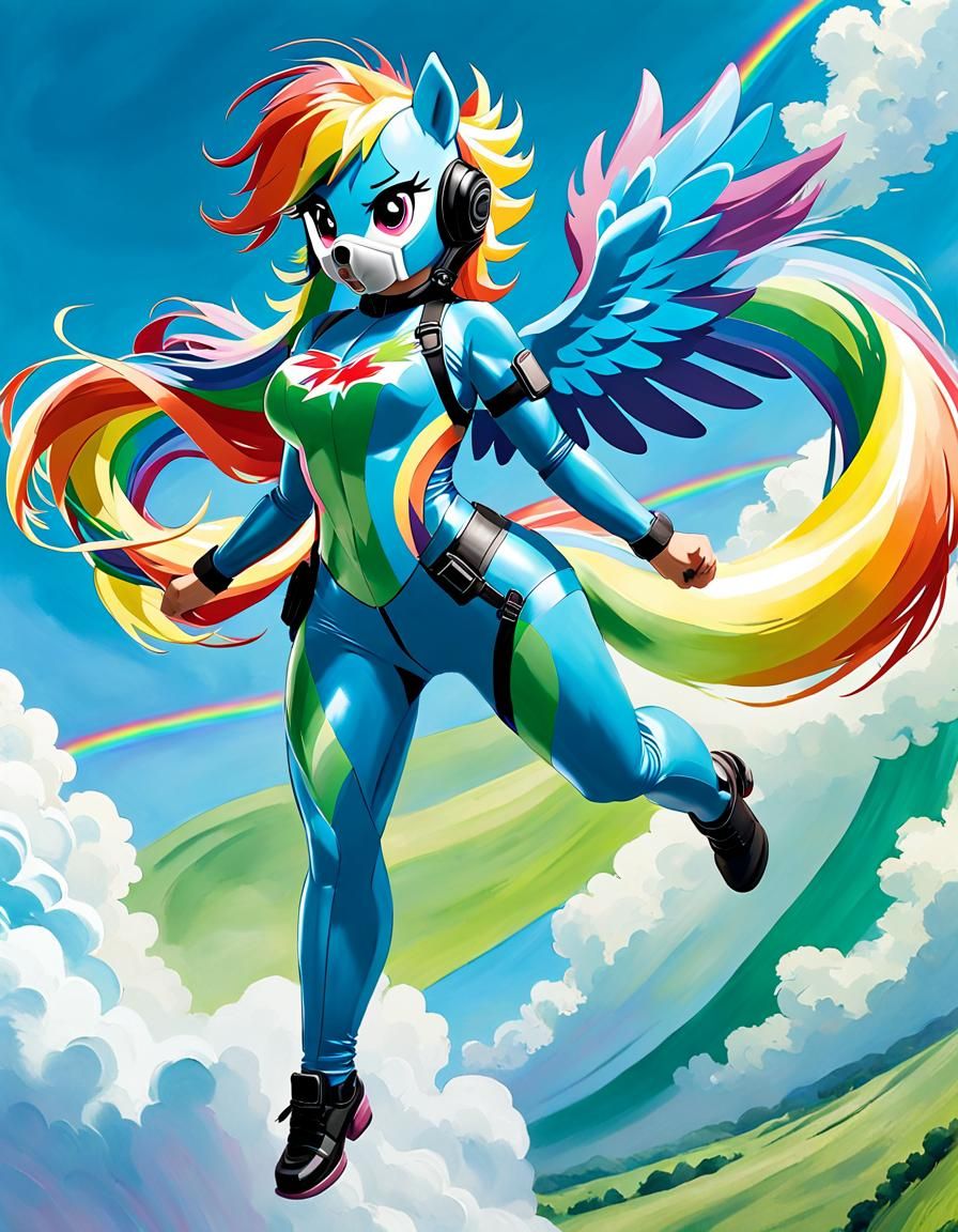 Rainbow Dash Humanoid in Gouache Style