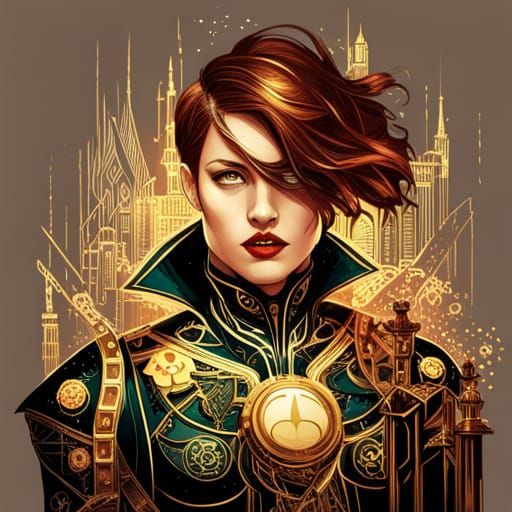 Steampunk Cybernetic Batman in Digital Painting Style