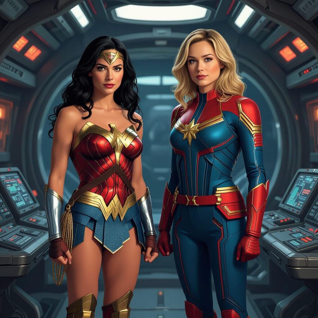 Wonder Woman and Captain Marvel Ready for Battle
