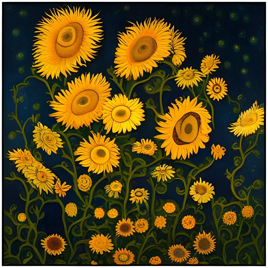 Sunflower Field in Fractal Art Style