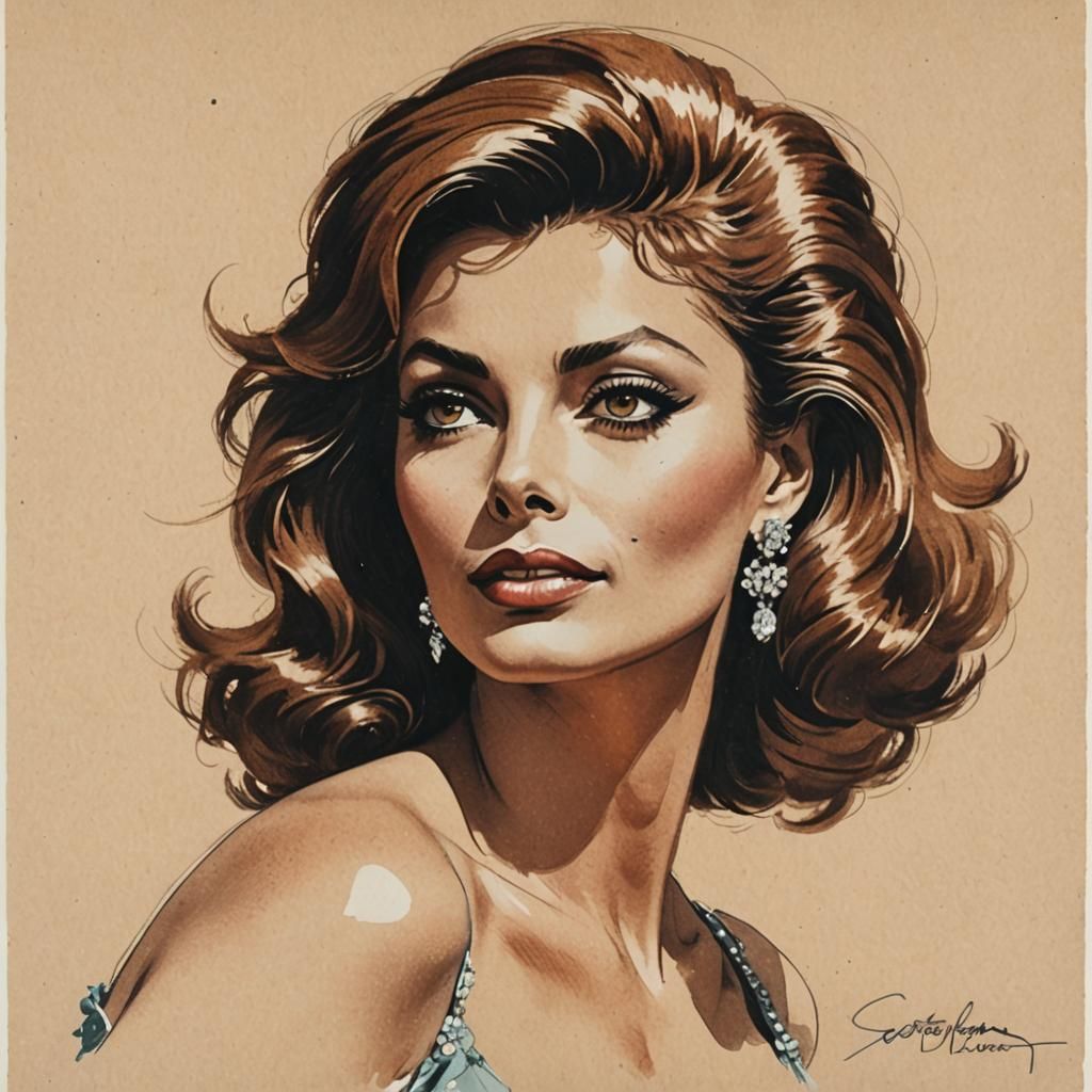 Glamorous Sophia Loren Sketch in Pin-Up Style