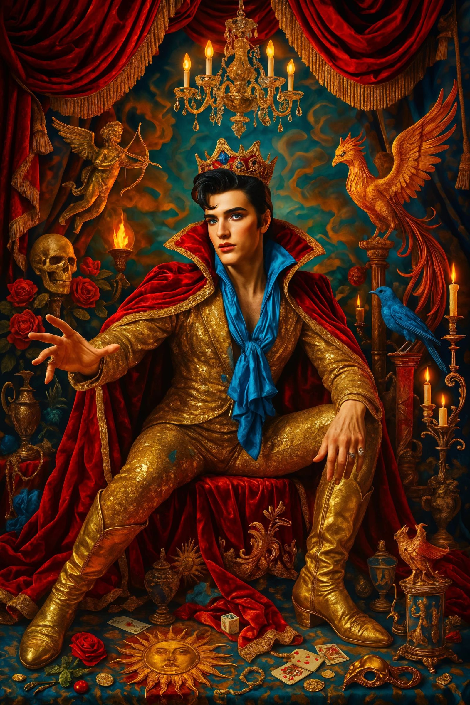 Hyperreal Pop Culture Persona in Dreamlike Setting