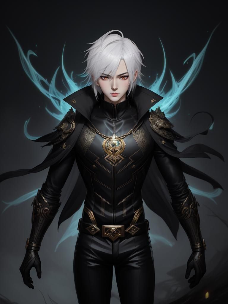 Mystical Boy in Forest at Night: Manga Style