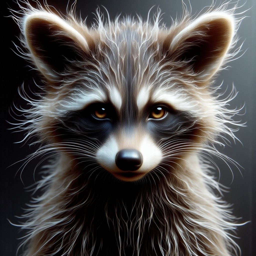 Ethereal Raccoon with Woven Lattice Pattern