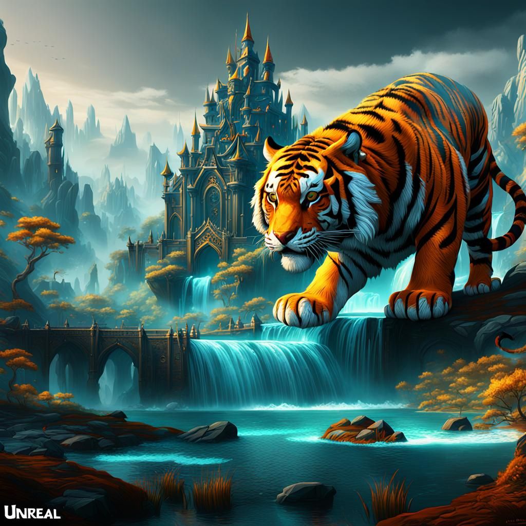 Cool Tiger in Detailed Matte Painting