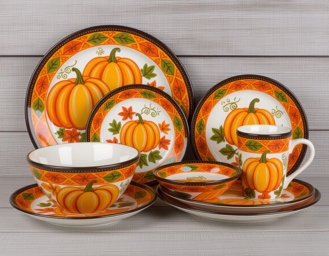 Pumpkin Style Dinnerware Set for Autumn Dining