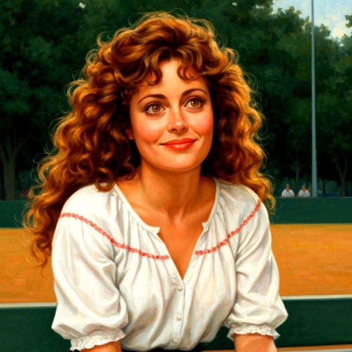 Norman Rockwell Style Oil Painting of Susan Sarandon Dreamin...
