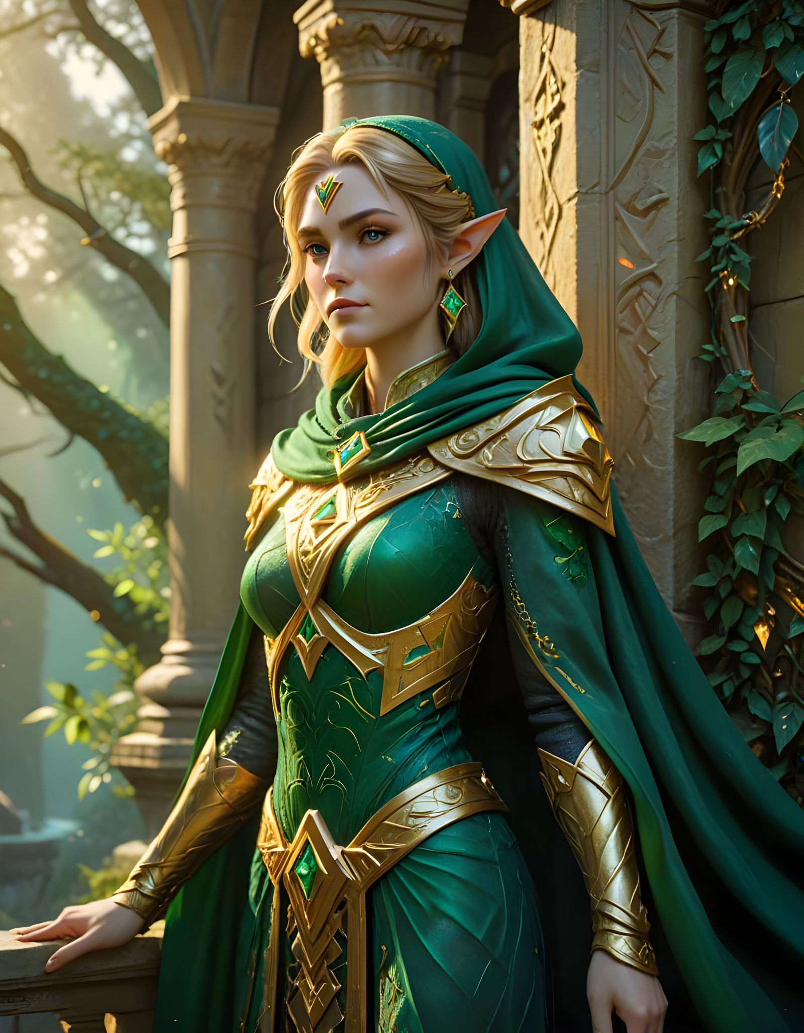 A Pensive Queen Evyir, the Elf Protector