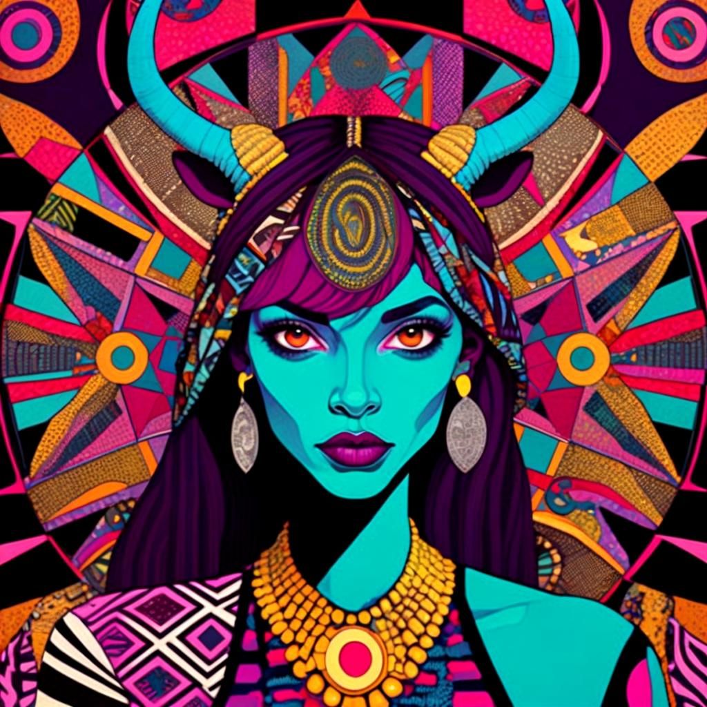 Geometric Gazelle Portrait in Pop Art Style