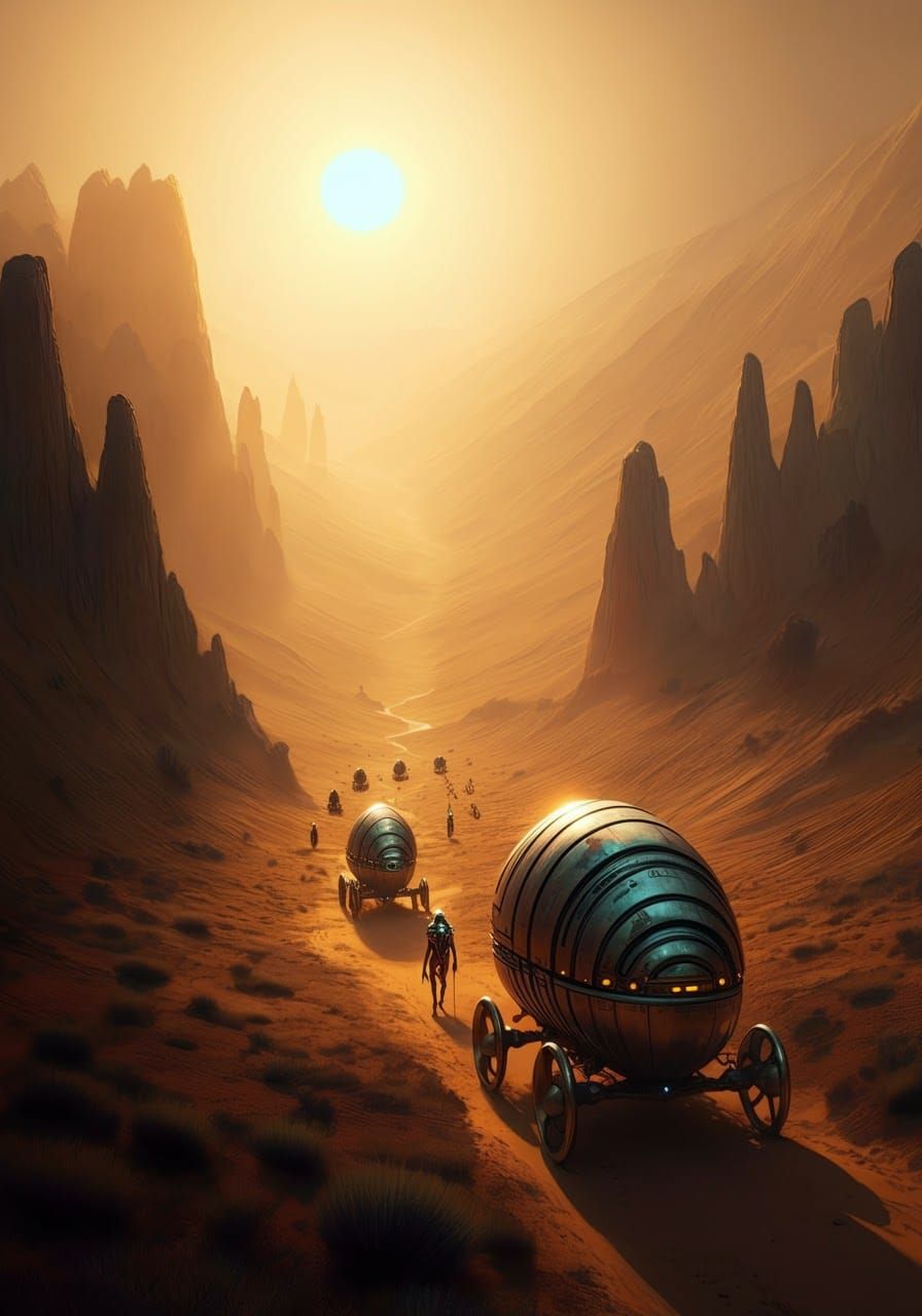 Heliocentric Humanoid Squiffles Journey Through Vast Valley