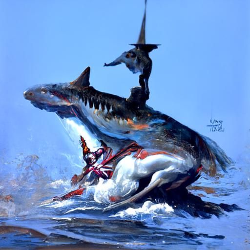 Unicorn Riding A Shark