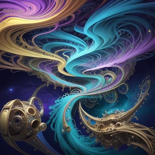 Surreal Dreamscape with Cosmic Clockwork, Salvador Dali Styl...