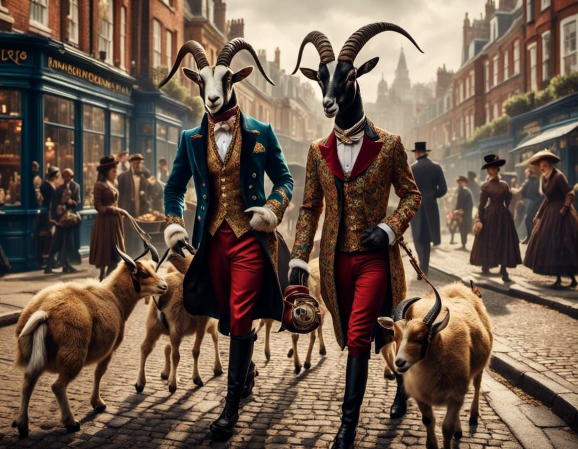 Victorian Goat Gentleman in London Street