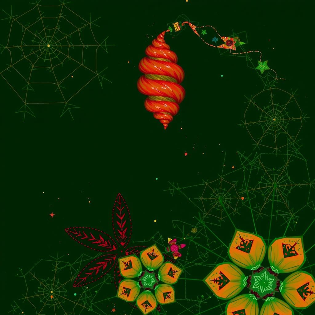 Abstract Red Swirling Forms