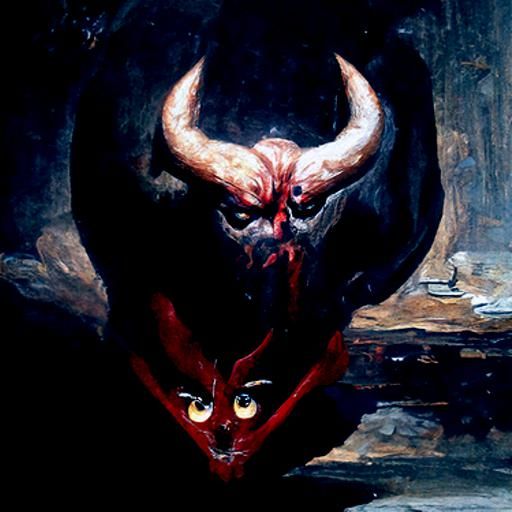 Menacing Devil Stare in Oil Painting Style