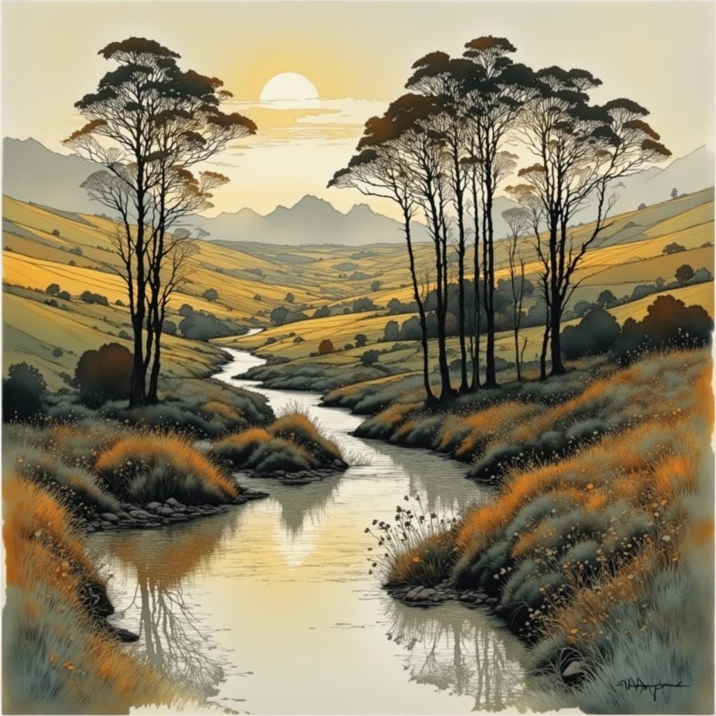 Impressionistic Mountain Landscape Oil Painting