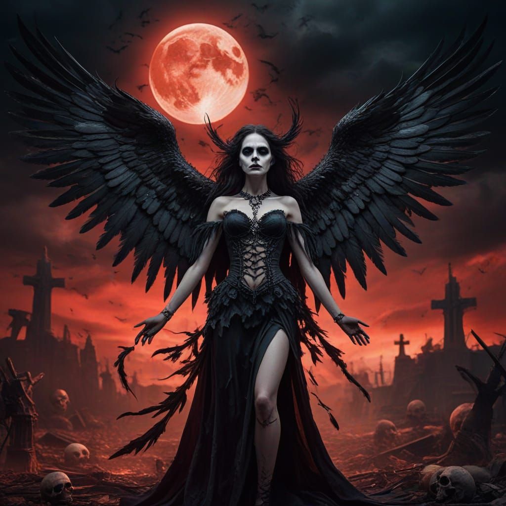 Female Angel of Death in Apocalyptic Gothic Art