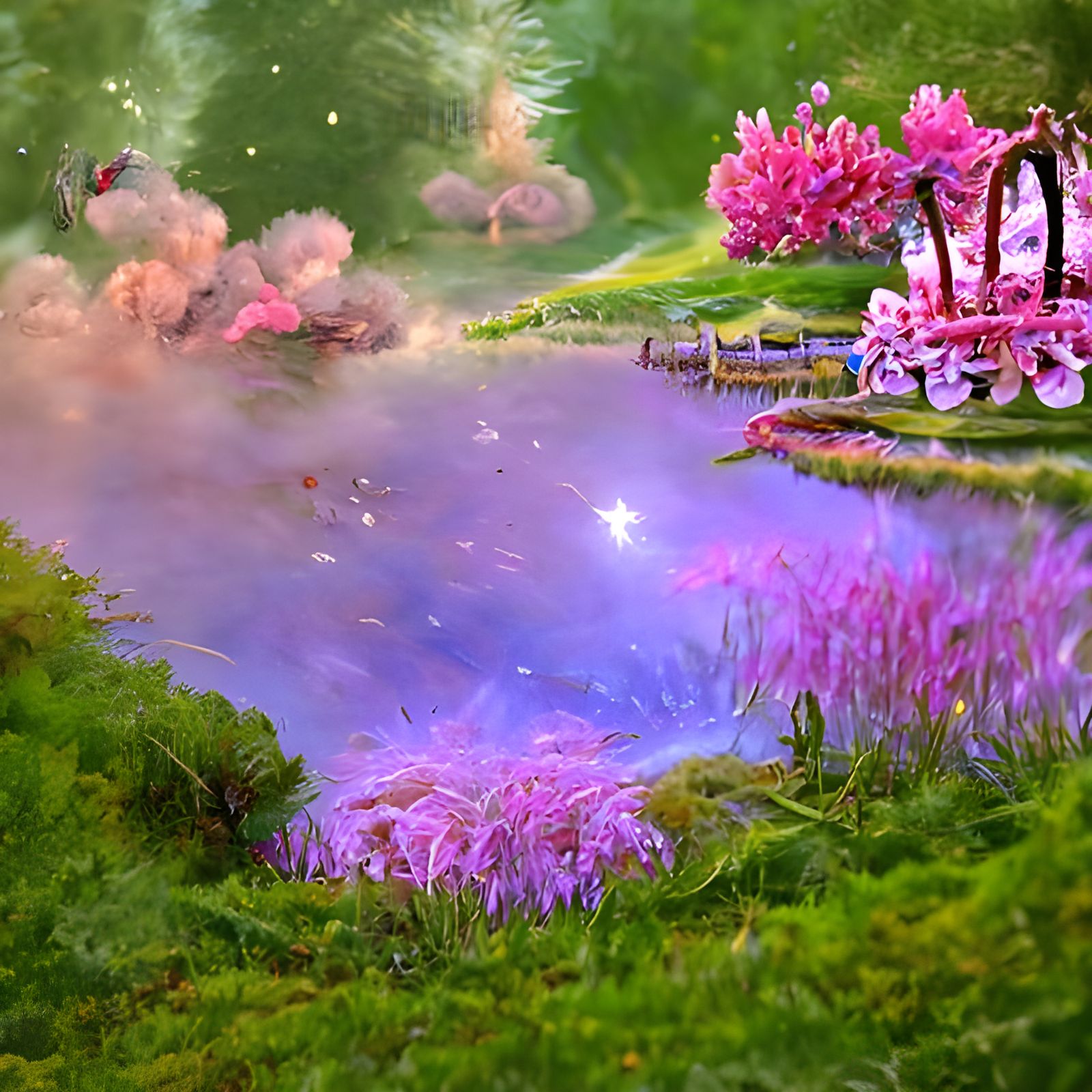 Ethereal Starry Meadow Landscape in Fantasy Style