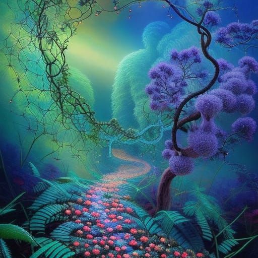 Surreal Brain in Vines Network, Rich Colors, Detailed