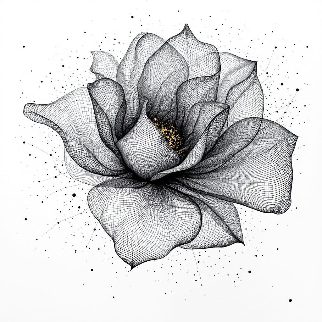 Ethereal Geometric Bloom in Monochromatic Hues