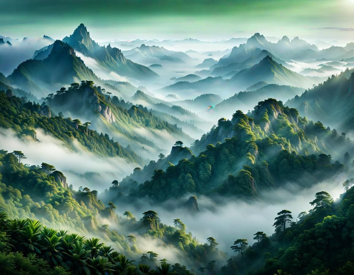 Misty Mountain Landscape: Fantasy Concept Art