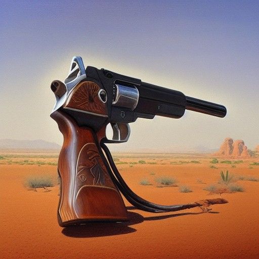 Cowboy Desert Eagle Gun as Oil Painting