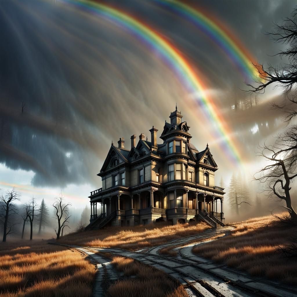 Run-Down Victorian Mansion with Rainbow Ooze