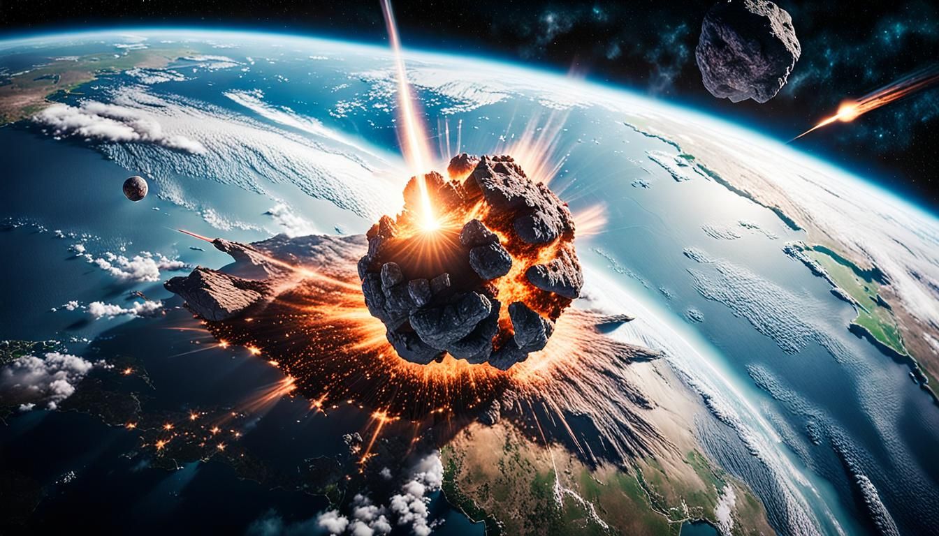 Meteor Impacting Earth: Cinematic Space View