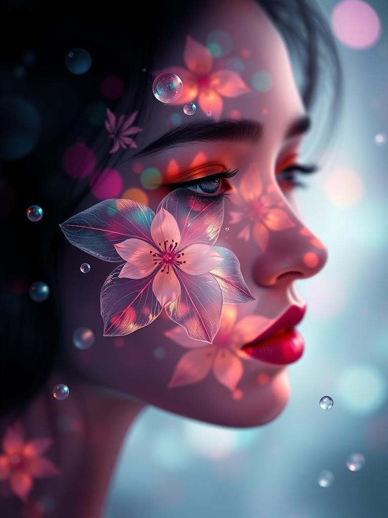 Macro Water Flower Portrait in Fractoluminescent Filigree