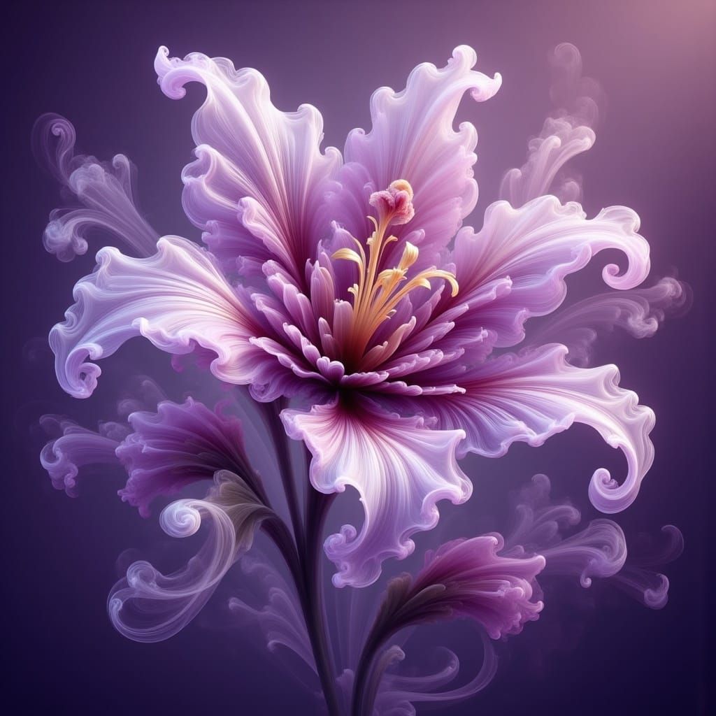 Lilac Dreamscapes: Vibrant Holographic Floral Tapestry