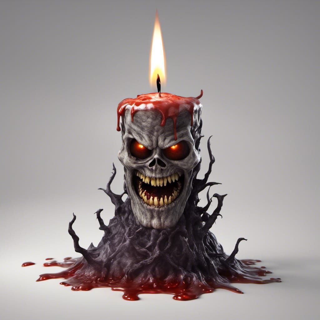 Evil Halloween Candle in Detailed Matte Painting