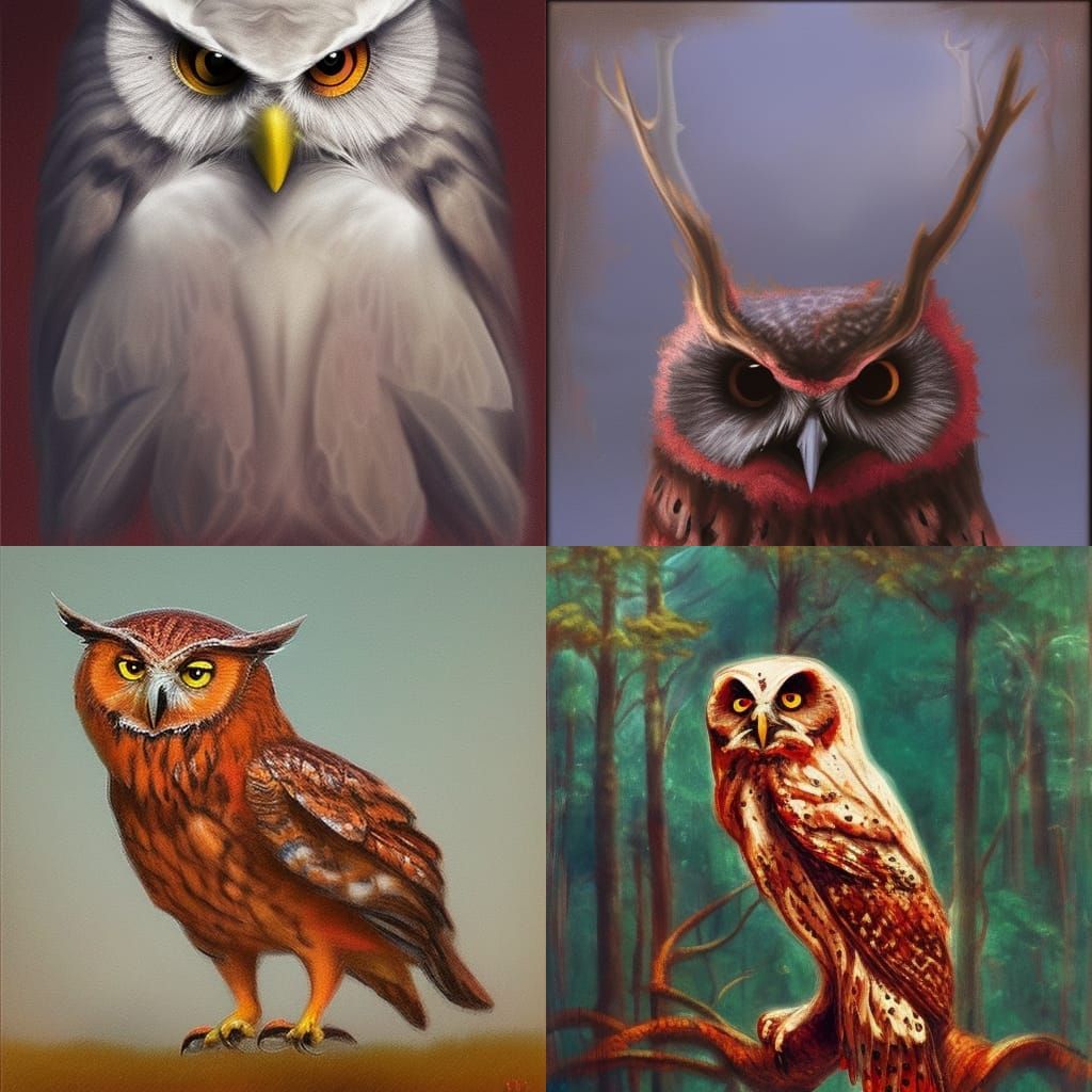 Bloody Owl in Impressionist Digital Painting