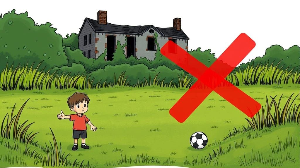 Children's Safety Warning in a Ruined Playground